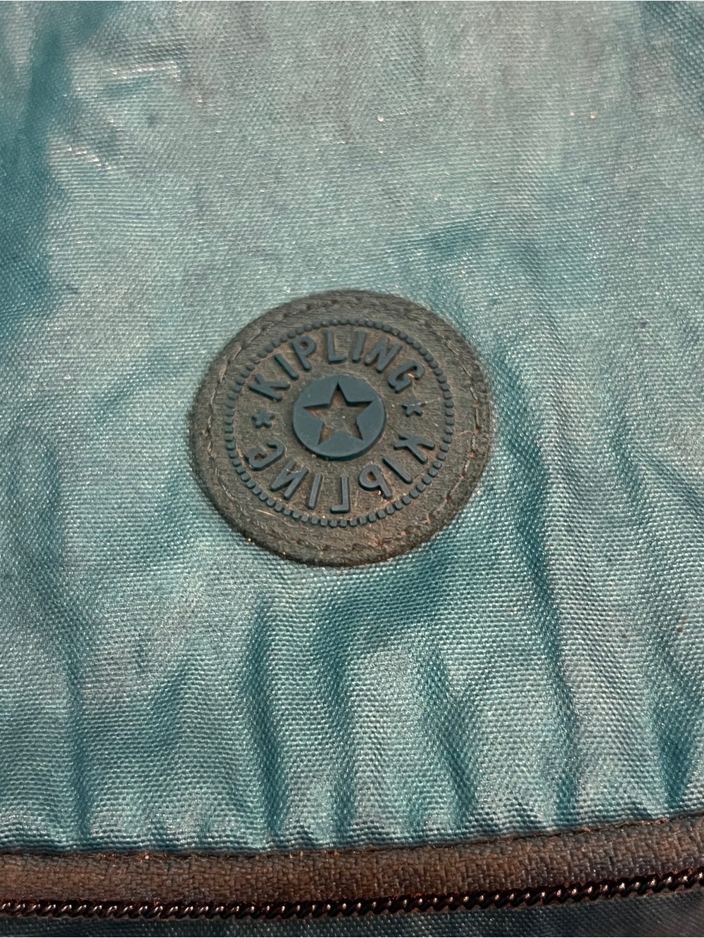 Vintage Kipling Teal Green Nylon insulated lunch box with Crossbody strap. GUC! - Picture 5 of 8